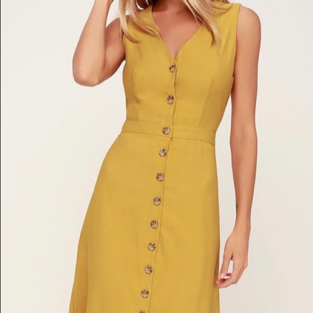 Adorable Yellow Midi Dress